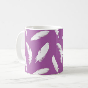 Mug Plumes blanches sur Améthyste violet