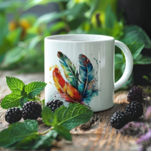 Mug Plumes colorées Aquarelle amérindienne