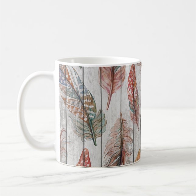 Mug Plumes colorées, Aquarelle Design sans joint. (Gauche)