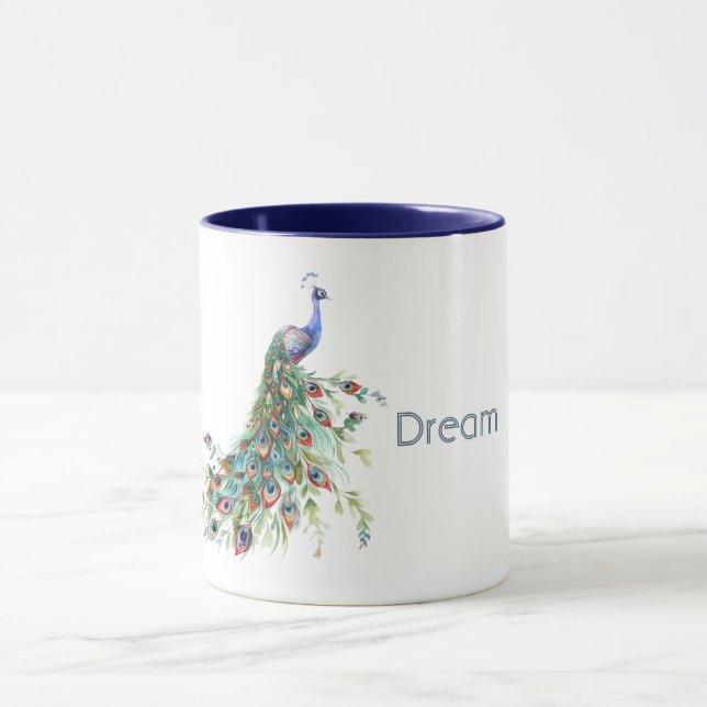 Mug Plumes de paon bleu-vert (Centre)