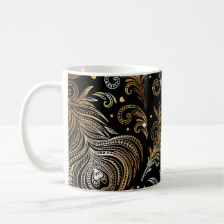 Mug Plumes de paon : Dessin Artistique à main levée.