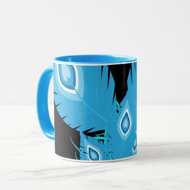 Mug Plumes de paon | Oiseaux de paon | Mode (Devant gauche)