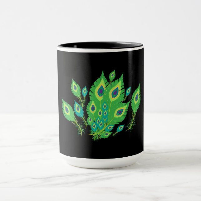 Mug Plumes de paon | Oiseaux de paon | Nature (Centre)