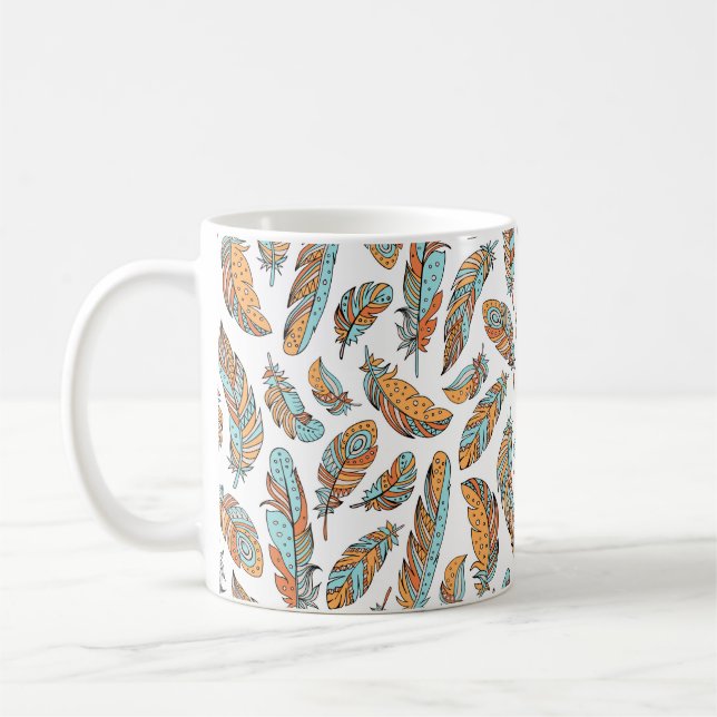 Mug Plumes décoratives motif sans soudure. Main dessin (Gauche)