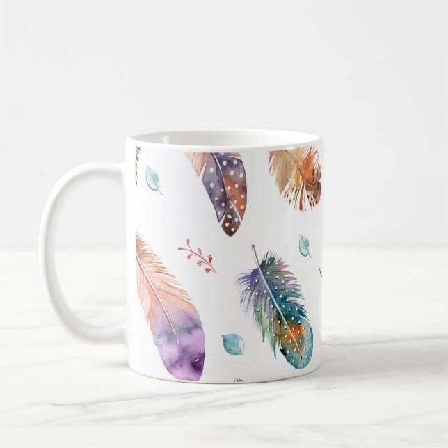 Mug Plumes dessinées à la main : Motif Arrière - plan  (Gauche)