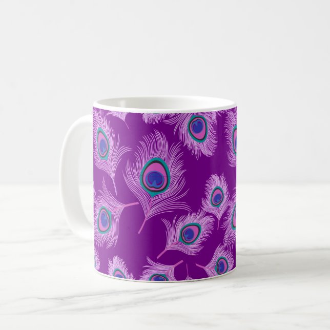 Mug Plumes d'orchidée Peacock sur Amethyst violet (Devant gauche)