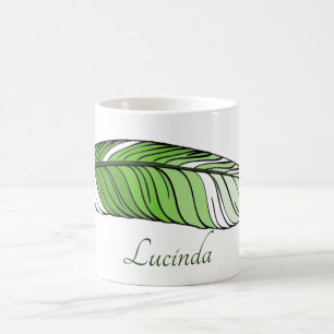 Mug - Plumes et nom en vert