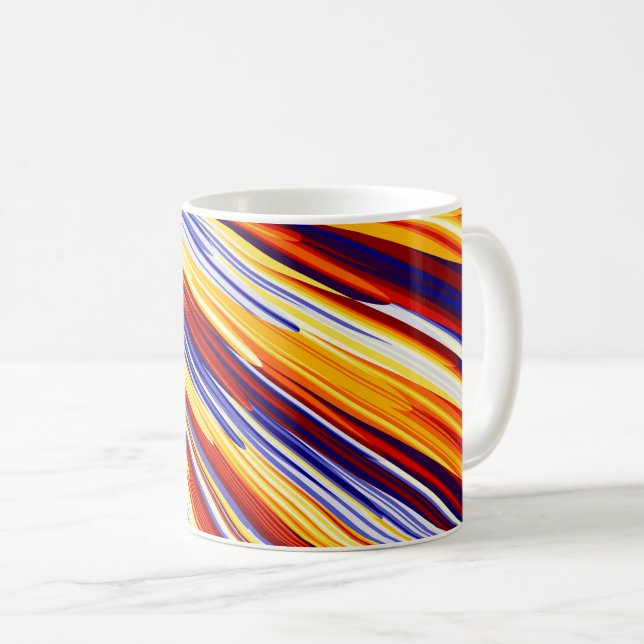 Mug Plumes géométriques Abstraites orange bleu (Devant droit)