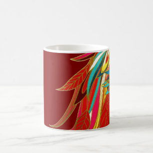 Mug Plumes Tribales Exotiques Colorées Rouges