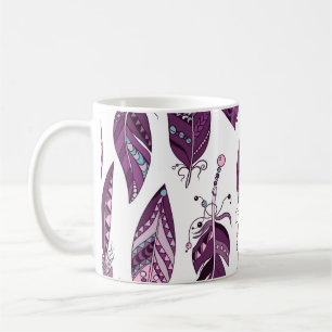 Mug Plumes violettes : Vintage Ornementale sans joint.