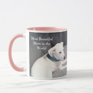 Mug Plus belle maman Photo de mignon chien blanc rose