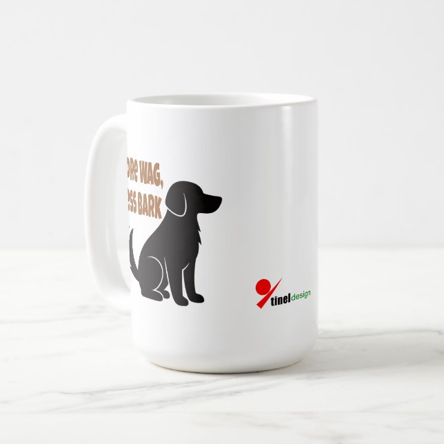 Mug Plus de remue-ménage, moins d'aboiement – Silhouet (Devant gauche)