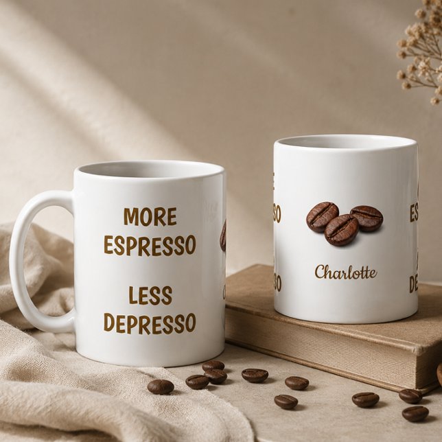 Mug Plus d'Espresso Moins de Dépression Nom de Café Dr (Créateur téléchargé)