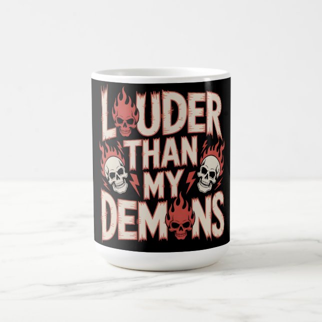 Mug Plus fort que mes démons : Crâne gothique et flamm (Centre)