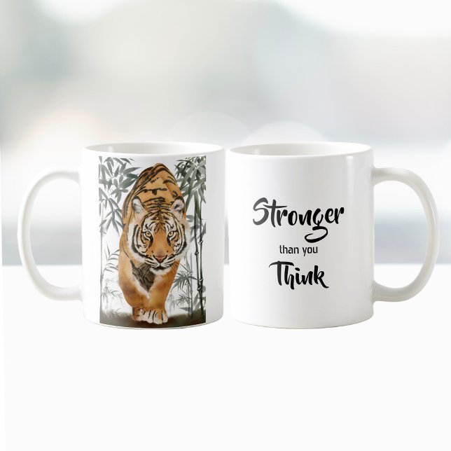 Mug Plus fort que vous pensez Tiger Inspiring Pun Cita (Créateur téléchargé)