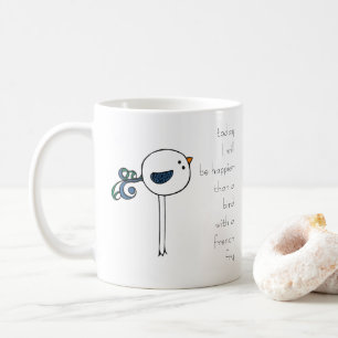 Mug plus heureux qu'un oiseau avec des pommes frites