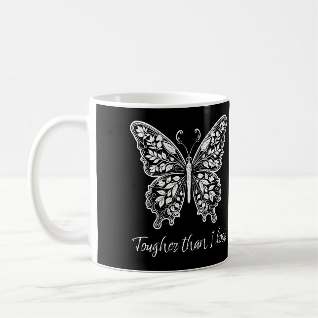 Mug Plus résistant que je ne regarde Timbre Papillon (Gauche)