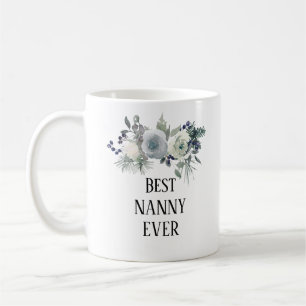 Mug Plutôt Bleu floral meilleure Nanny jamais