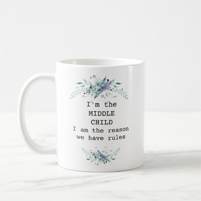 Mug Plutôt bleu floral moyen enfant personnalisé (Gauche)