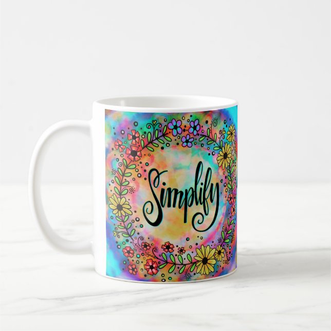 Mug Plutôt Coloré Floral Simplifie Inspirationnel Fun (Gauche)