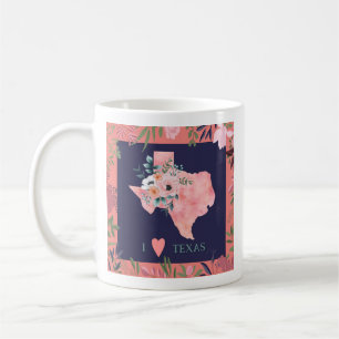 Mug Plutôt Floral I Love Texas State Map