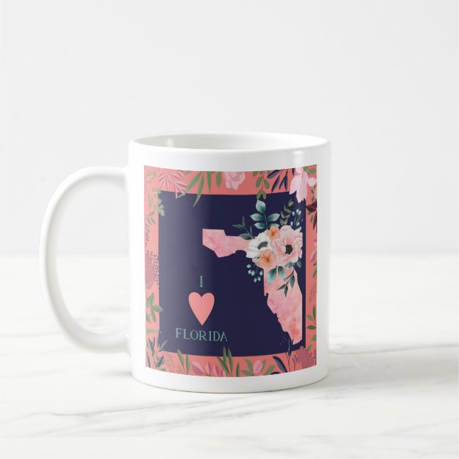 Mug Plutôt Floride J'aime Floride Carte d'état de la F (Gauche)