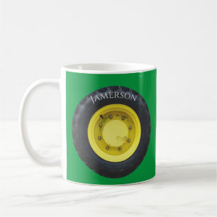 Mug pneu de roue de tracteur de nom personnalisé jaune