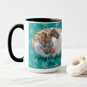 Mug Pneus blancs et aqua peints à la main sur photo Tu