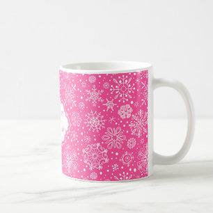 Mug Pneus de Noël rose et blanc 2