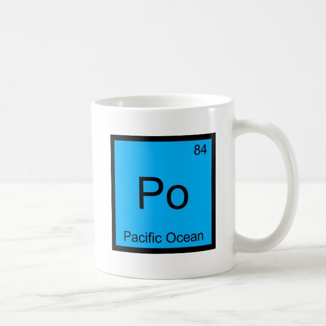 Mug Po - Symbole d'élément de chimie de l'océan Pacifi (Droite)