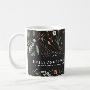 Mug poche contemporaine moderne botanique noire
