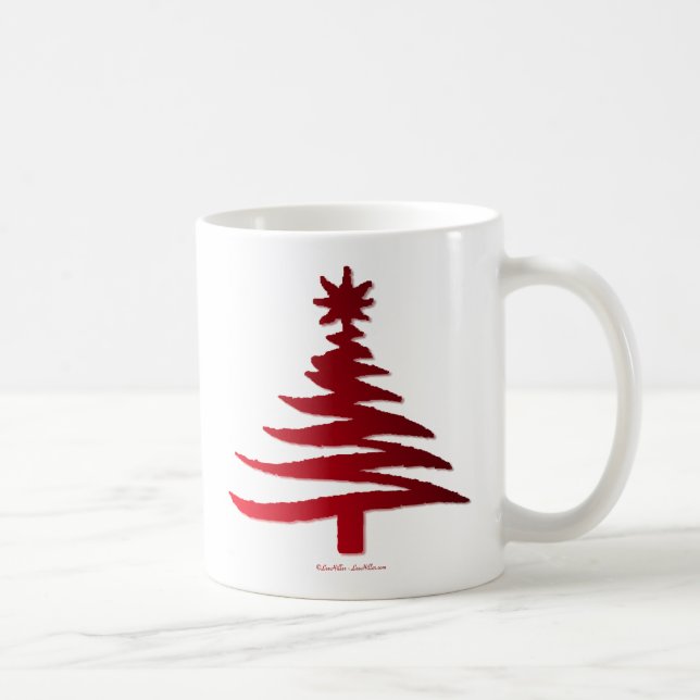Mug Pochoir d'arbre de Noël rouge (Droite)