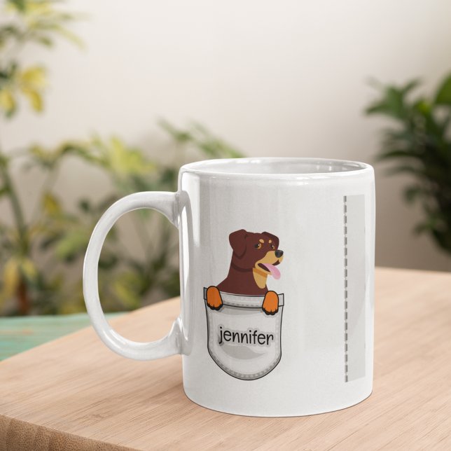 Mug Pocket Puppy Rottweilers Ajouter votre nom (Créateur téléchargé)