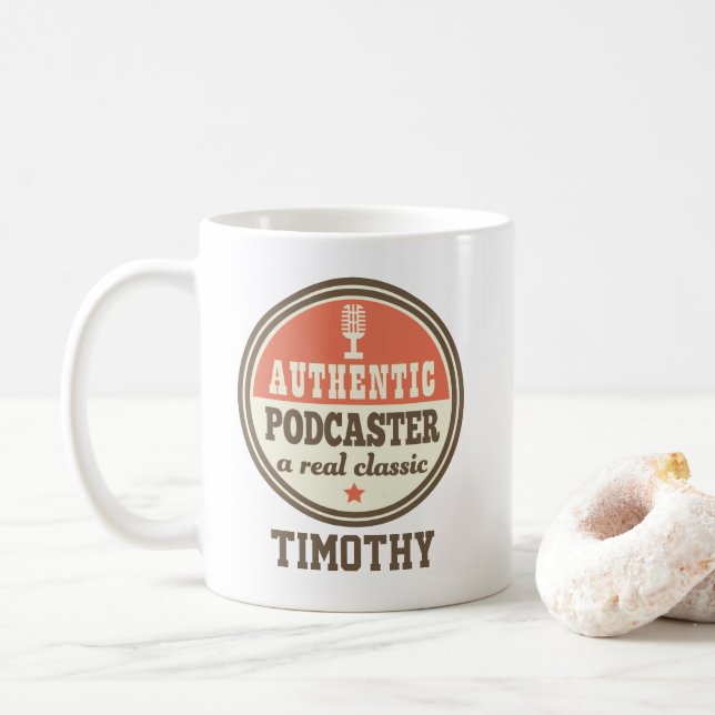 Mug Podcaster Gift Funny Podcasting Jornaliste (Avec donut)