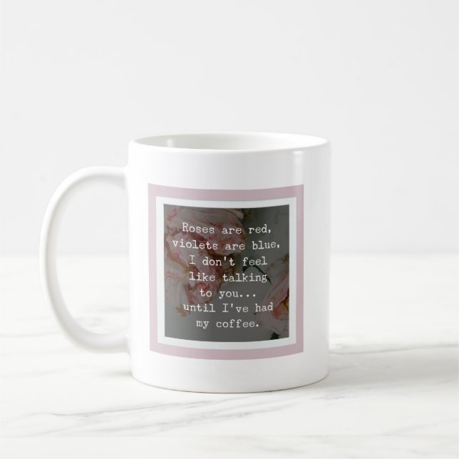 Mug Poème amusant floral, les roses sont rouges, viole (Gauche)