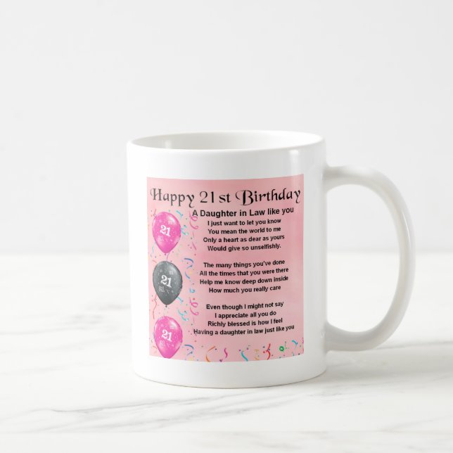 Mug Poème de belle-fille - 21ème anniversaire (Droite)