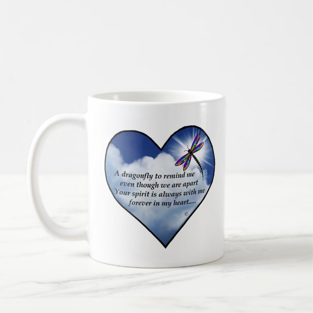 Mug Poème de coeur de libellule (Gauche)