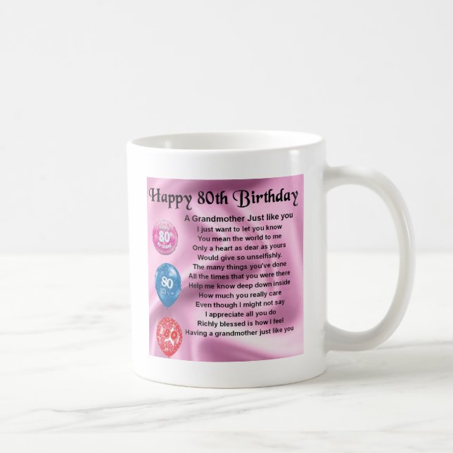 Mug Poème de grand-mère - quatre-vingtième (Droite)
