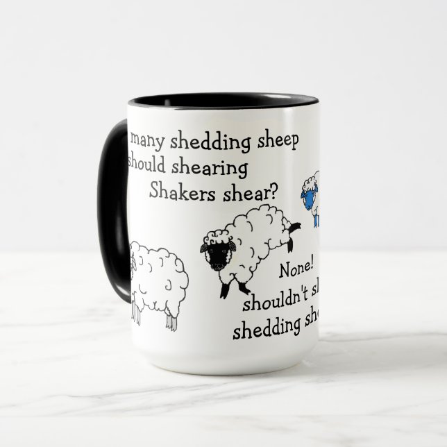 Mug Poème de langue tordue pour les moutons et les agn (Devant gauche)