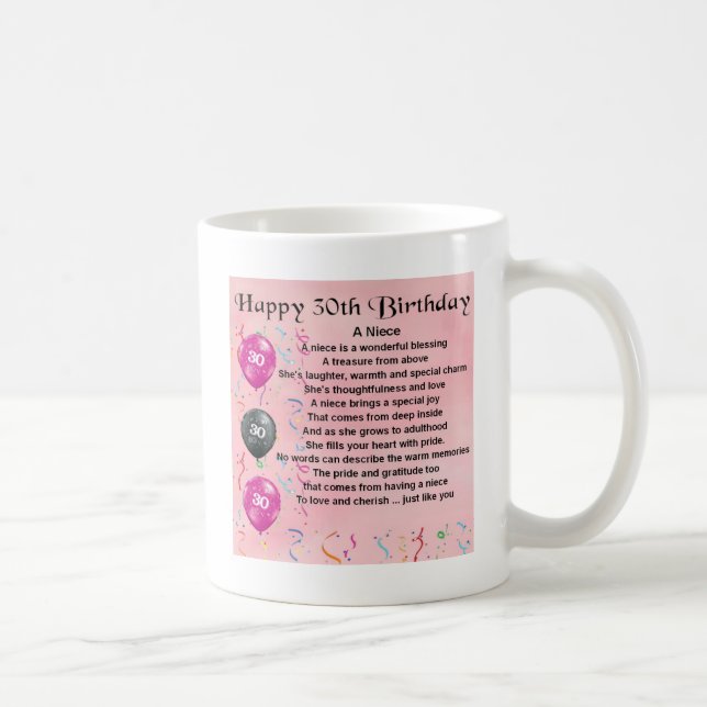 Mug Poème de nièce - 30ème anniversaire (Droite)