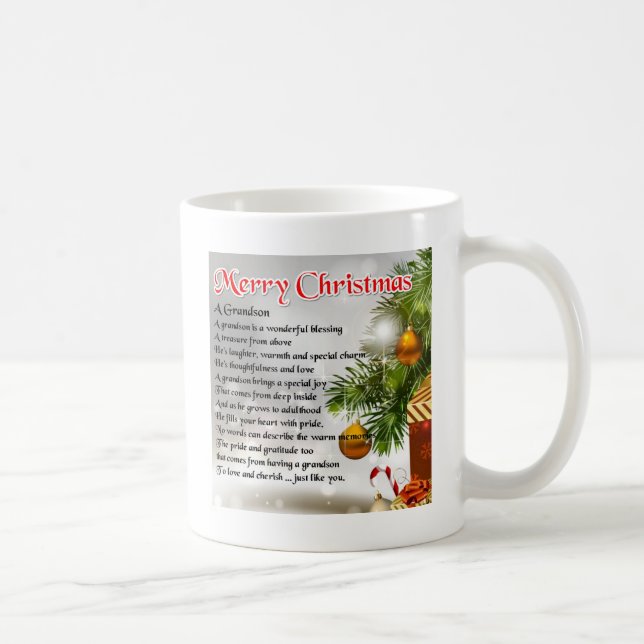 Mug Poème de petit-fils - conception de Noël (Droite)