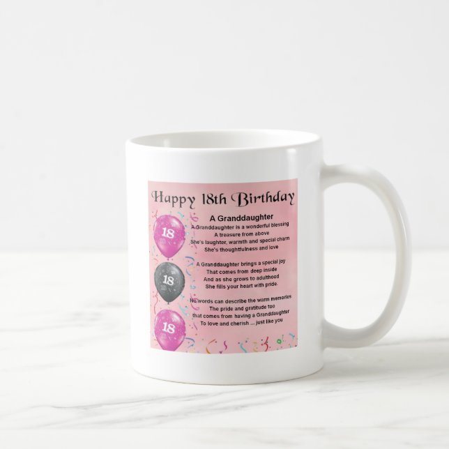Mug Poème de petite-fille - 18ème anniversaire (Droite)