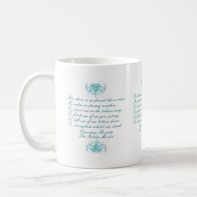 Mug Poème de Soeurs par Christina Rossetti Encre Turqu (Gauche)