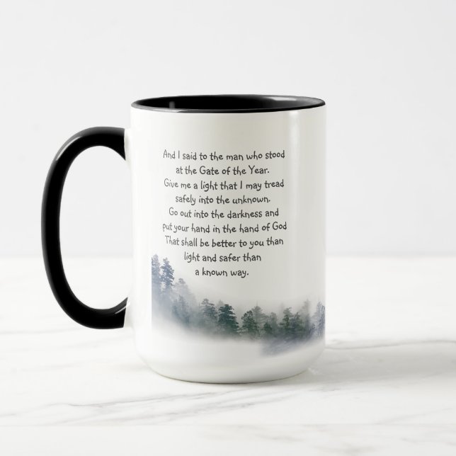 Mug Poème Inspirant Mettez votre main en Dieu Carré (Gauche)