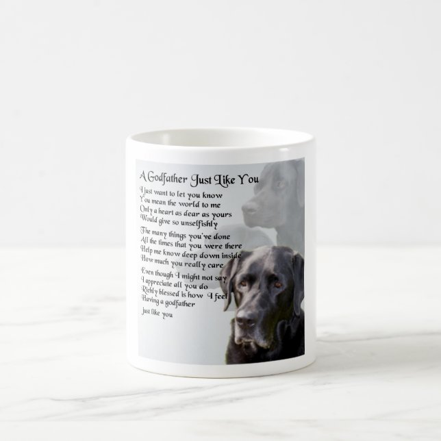Mug Poème noir de parrain de Labrador (Centre)