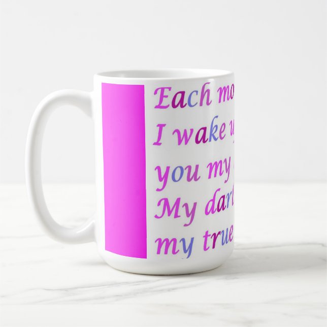 Mug Poème pour un être cher mixte couleurs script (Gauche)