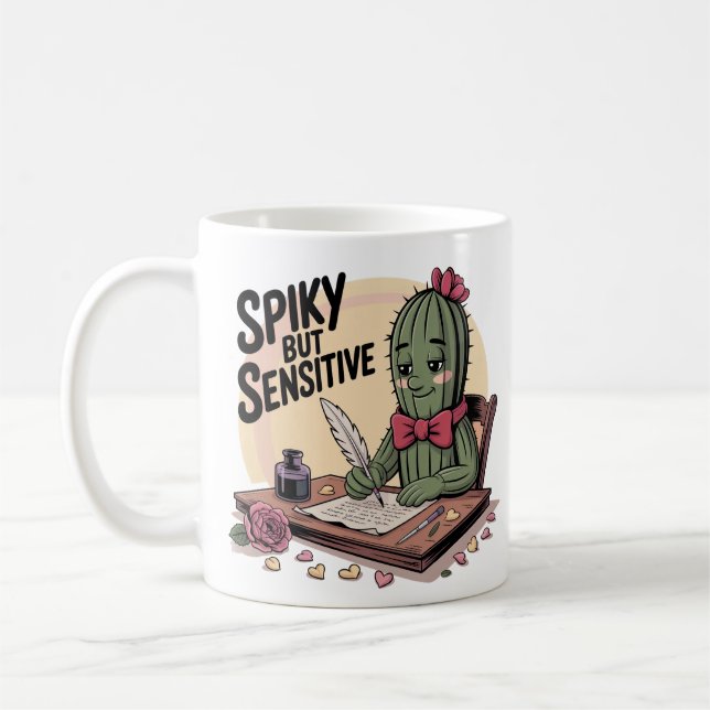 Mug Poète Cactus Épineux Mais Sensible Drôle (Gauche)