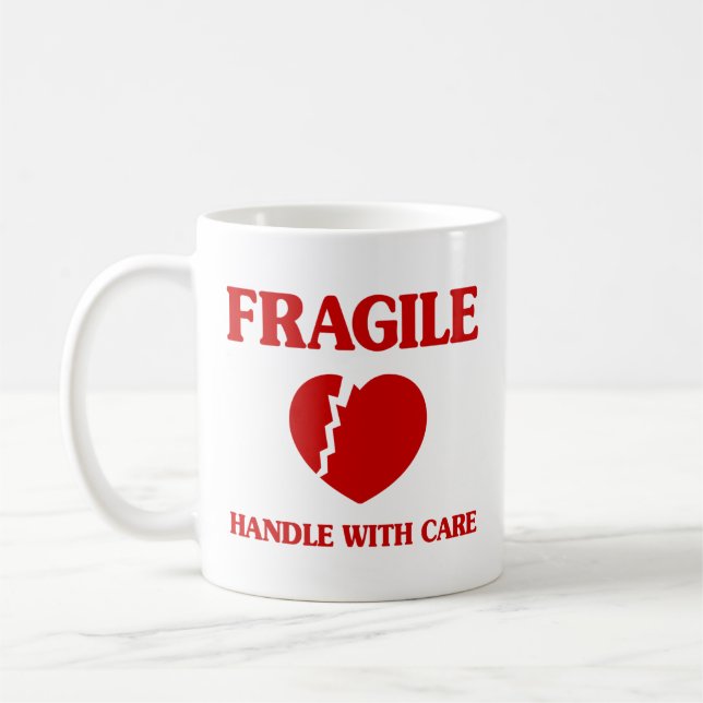 Mug Poignée Cardiaque Fragile Avec Soin (Gauche)