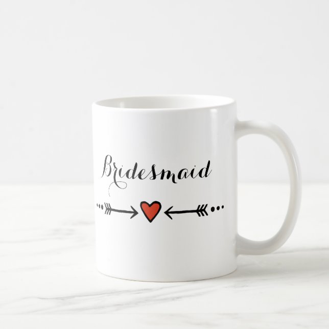 Mug Poignée rose & Flèches Cadeau rustique de la serva (Droite)