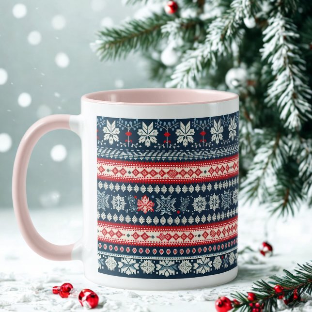 Mug Poignée rose Gros Chandail de Noël (Créateur téléchargé)